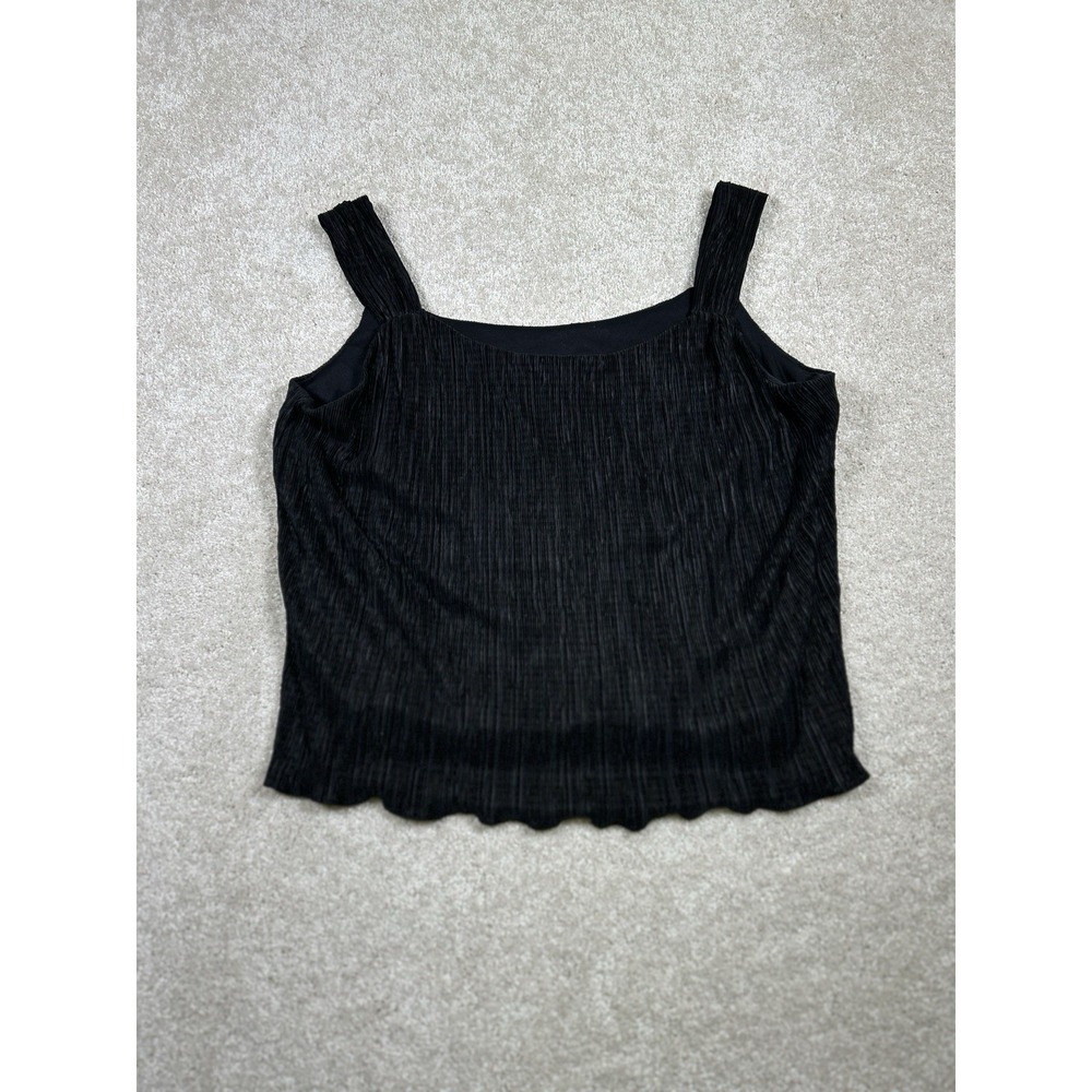 Vintage Stanley Scott‎ XL Wide Strap Black Sleeveless Top Corporate Goth Witchy